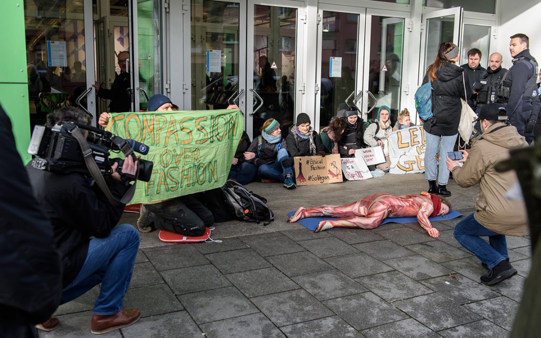 Blockade der Ledermesse in Offenbach 2020